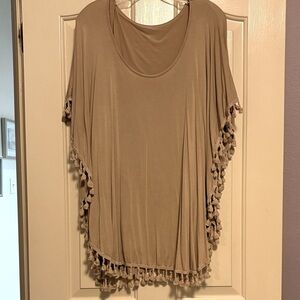 Chico's Beige Tassel poncho/Tunic Top